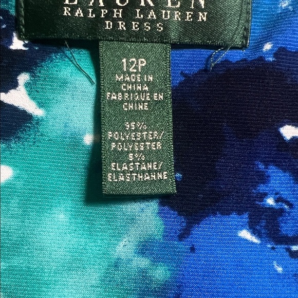Lauren by Ralph Lauren Blue and Green Floral Midi Dress size 12P - Picture 6 of 8